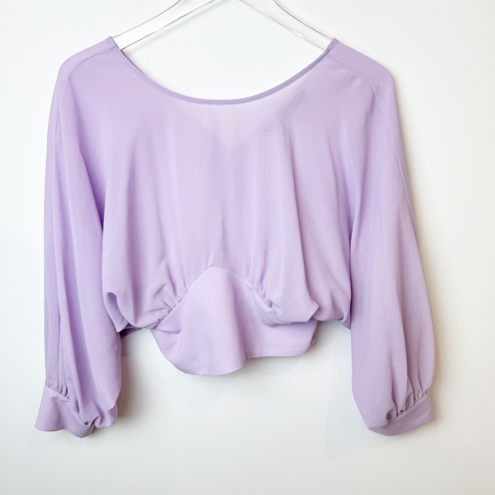 Zara | Semi-Sheer Lilac Fitted Waist Flowy Top - Picture 5 of 10